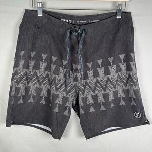 ROARK Men's Passage Panel 18" Board Manawa Tapu Shorts, Back Pocket Size 34 Gray